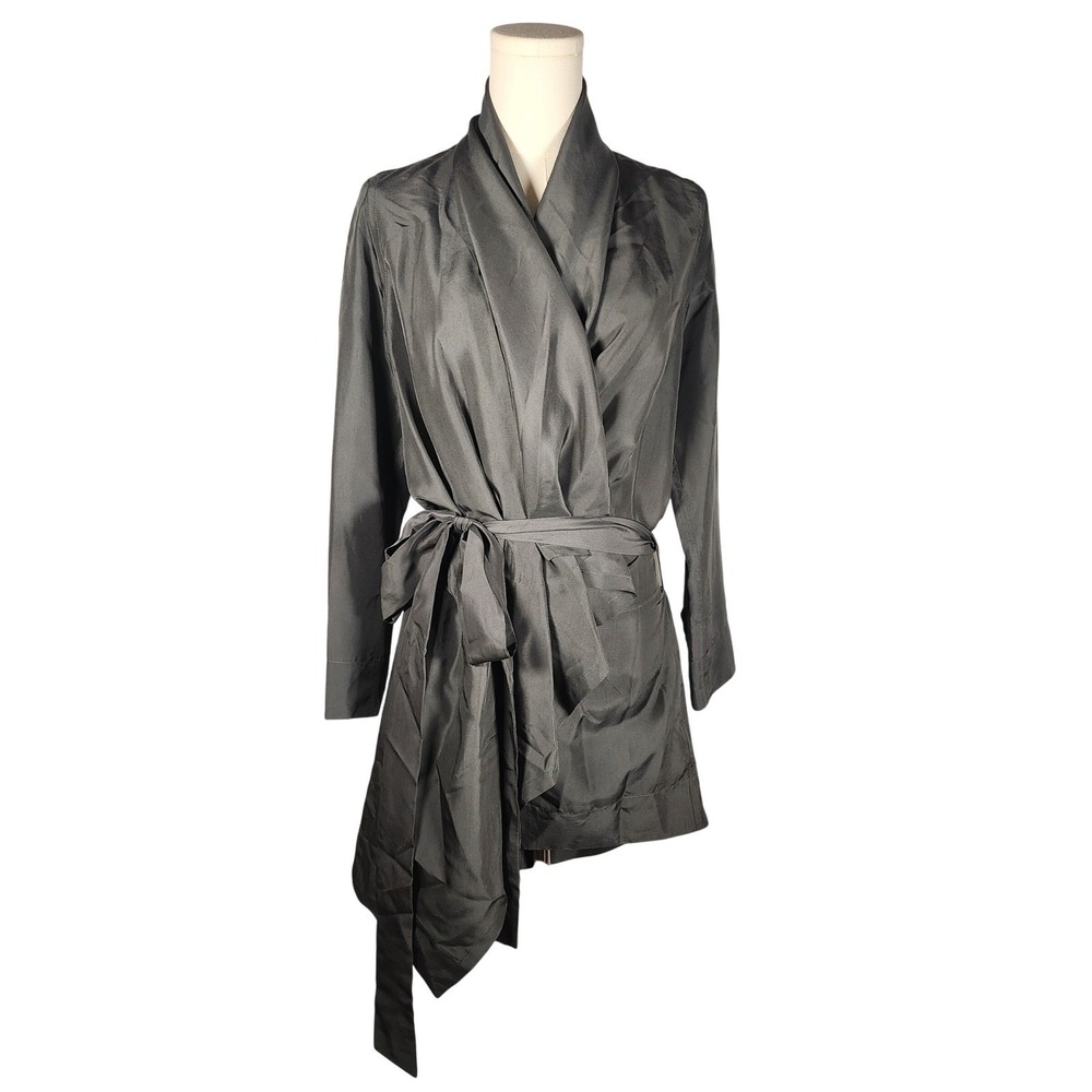 PAUW Amsterdam Silk Wrap Dress Gray Tie Waist Luxury Lounge Lagenlook Layer Spa